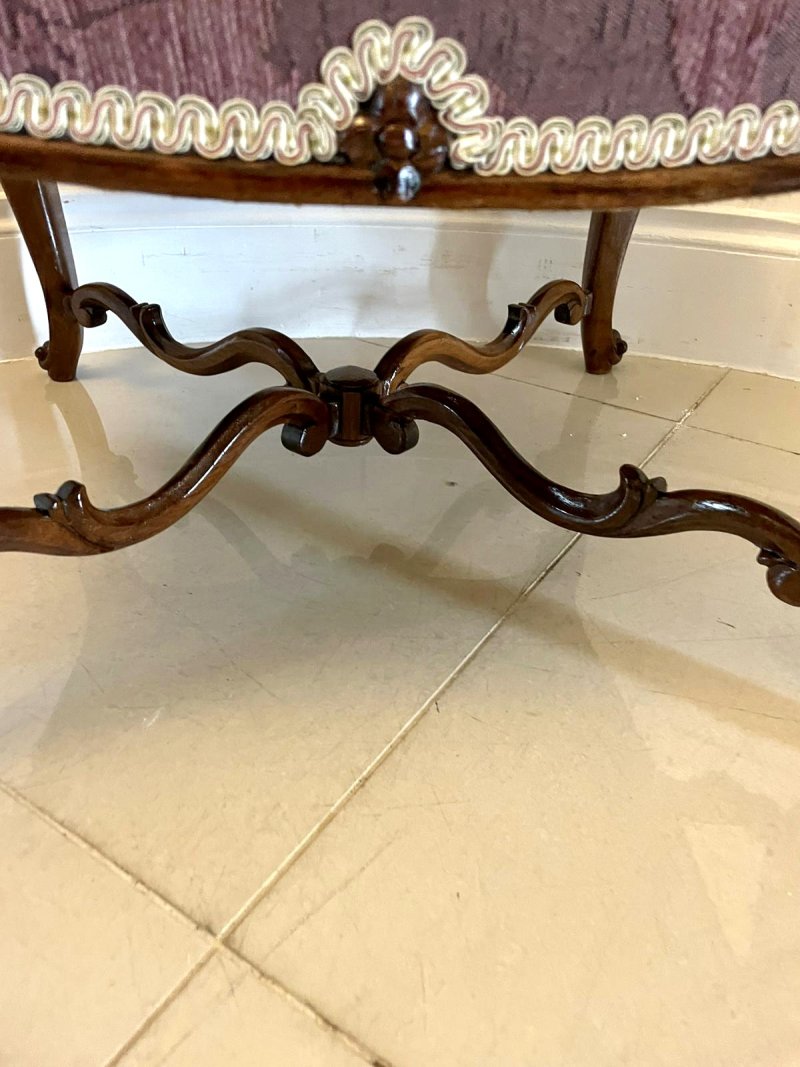 Large Antique Victorian Quality Carved Rosewood Stool - Image 5